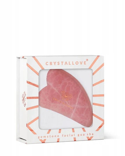 CRYSTALLOVE 3D gua sha veido masažo plokštelė iš rožinio kvarco