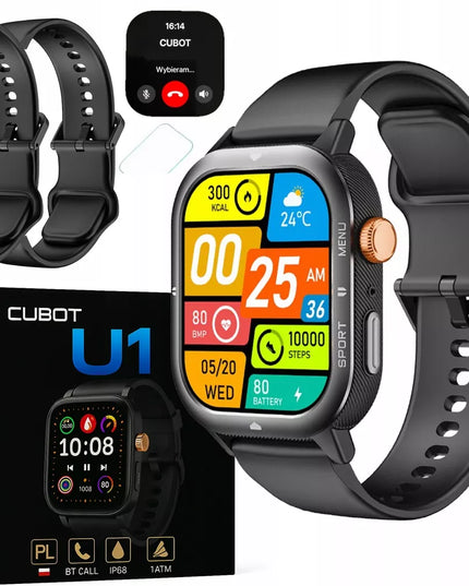 CUBOT U1 išmanusis laikrodis sportinis vyrų pulso matuoklis Bluetooth skambučiai atsparus vandeniui