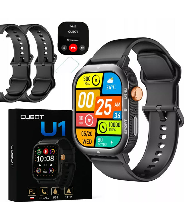 CUBOT U1 išmanusis laikrodis sportinis vyrų pulso matuoklis Bluetooth skambučiai atsparus vandeniui