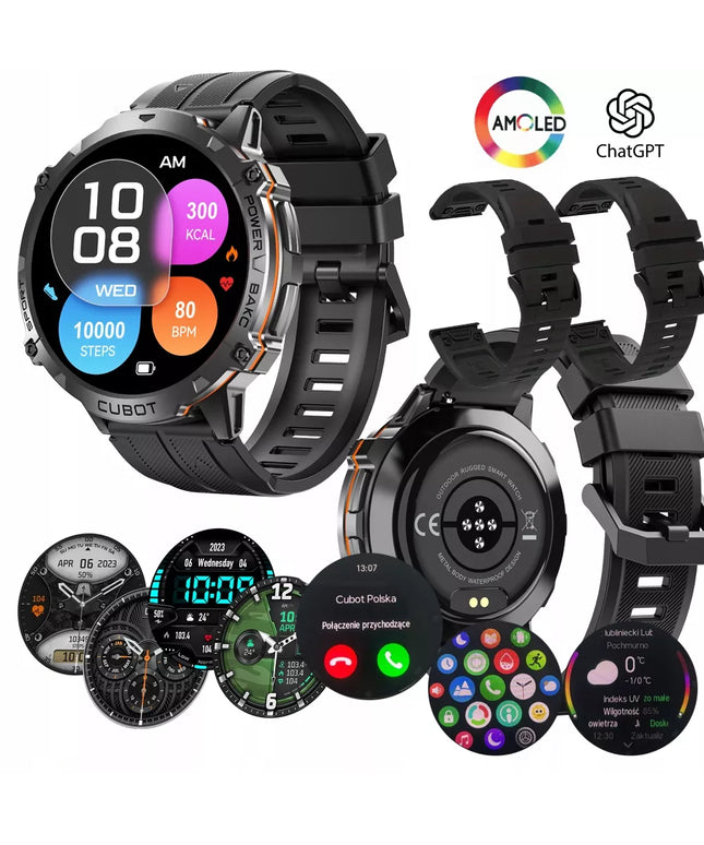 Išmanusis laikrodis Cubot X3 AMOLED su barometru, pulso matuokliu, skambučių funkcija, tvirtas karinis korpusas