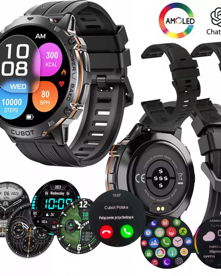 Išmanusis laikrodis Cubot X3 AMOLED su barometru, pulso matuokliu, skambučių funkcija, tvirtas karinis korpusas