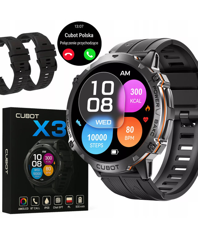 Cubot X3 AMOLED išmanusis laikrodis vyriškas, su pokalbių funkcija, tvirtas, atsparus vandeniui