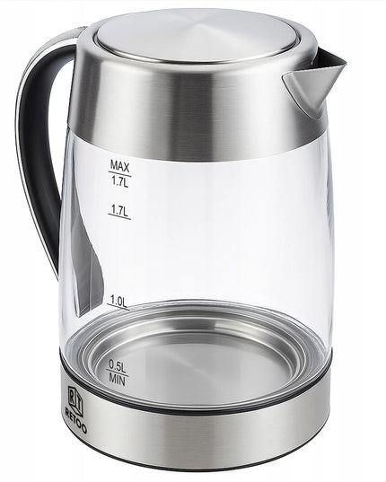 RETOO elektrinis stiklinis belaidis virdulys, 1,7 l, LED apšvietimas, 2200 W, plieninis