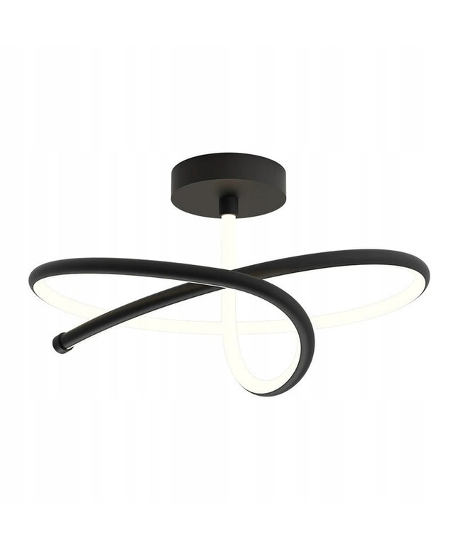 Juoda lubinė LED lempa svetainei, neutralios spalvos, lofto stiliaus, moderni juosta