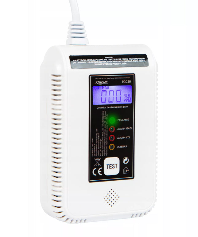 JUTIKLIS 2-IN-1 CO IR DUJŲ DETEKTORIUS ANGLIES MONOKSIDO CO METANO BUTANO WIFI TUYA