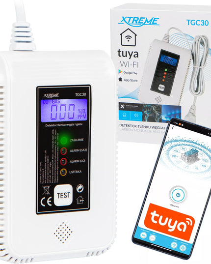 XTREME 2in1 smalkių ir dujų detektorius CO anglies monoksido metano butano WIFI TUYA