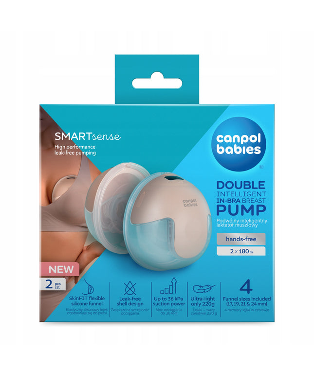 Canpol Dvigubas išmanusis krūties siurblys SmartSense, lengvas ir tylus