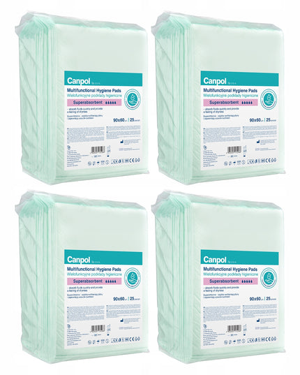 Canpol Daugiafunkciniai higieniniai įklotai 90x60 cm, 100 vnt. SUPER SUGERIANČIOS