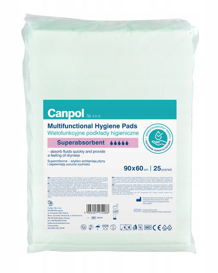 Canpol Daugiafunkciniai higieniniai įklotai 90x60 cm, 100 vnt. SUPER SUGERIANČIOS