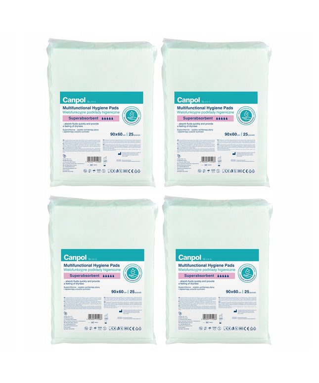 Canpol Daugiafunkciniai higieniniai įklotai 90x60 cm, 100 vnt. SUPER SUGERIANČIOS