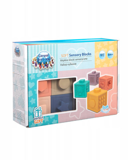 Minkšti sensoriniai kaladėlių rinkinys 12 vnt. Canpol babies