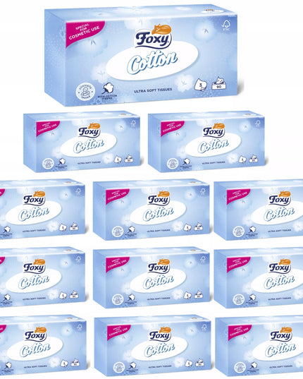 Higieninės servetėlės Foxy Cotton 3 sluoksnių 1080 vnt. - 12 pakuočių