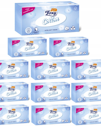 Higieninės servetėlės Foxy Cotton 3 sluoksnių 1080 vnt. - 12 pakuočių