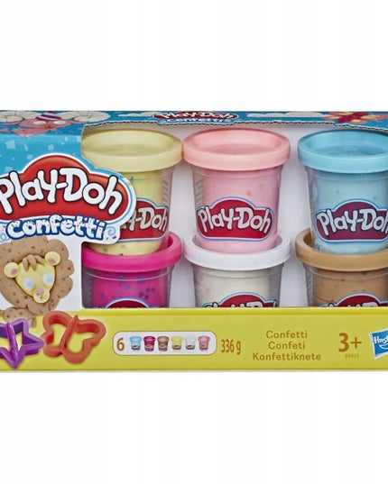 Play-Doh B3423 modelinas su konfeti, 6 spalvos, 2 formelės