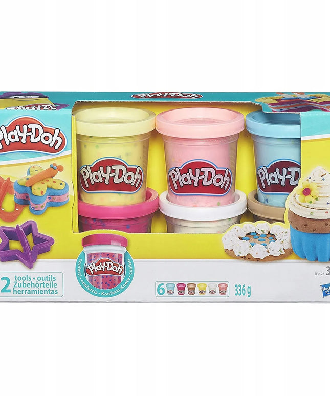 Play-Doh B3423 modelinas su konfeti, 6 spalvos, 2 formelės