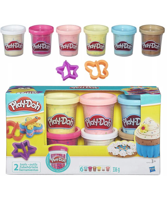 Play-Doh B3423 modelinas su konfeti, 6 spalvos, 2 formelės