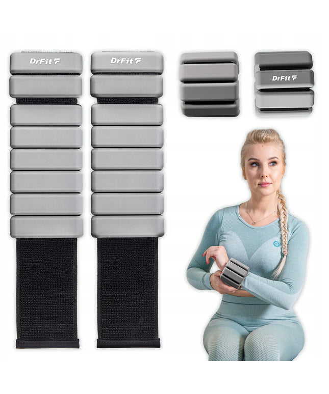 DrFit reguluojami svarmenys kulkšnims ir riešams, 2x 0,45 kg, pilki