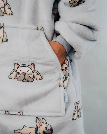 Comfy Moment džemperis-antklodė #Bulldog – storas, purus sherpa, oversize