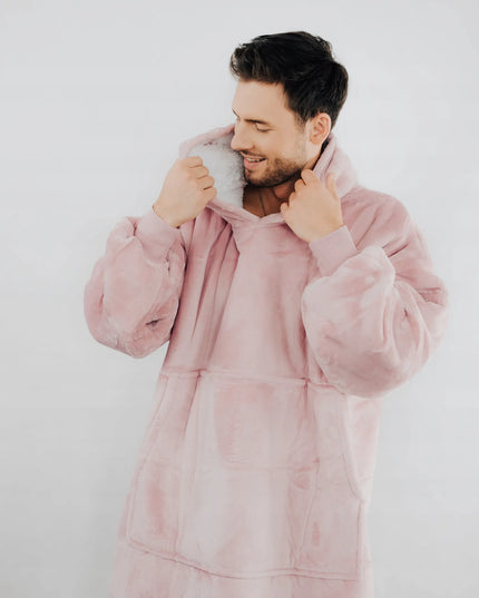 Comfy Moment rožinis #Pink pledas-džemperis – storas, purus, „sherpa“ audinio, laisvo kirpimo