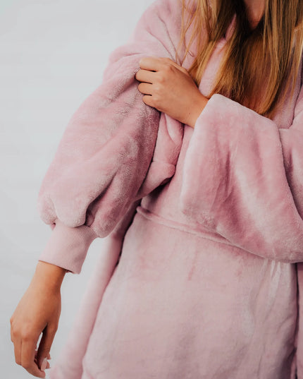 Comfy Moment rožinis #Pink pledas-džemperis – storas, purus, „sherpa“ audinio, laisvo kirpimo
