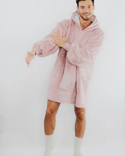 Comfy Moment rožinis #Pink pledas-džemperis – storas, purus, „sherpa“ audinio, laisvo kirpimo