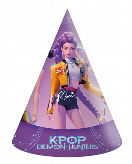 Spalvingos popierinės „Demon Hunters“ gimtadienio kepurėlės vaikams, K-Pop, 6 vnt.