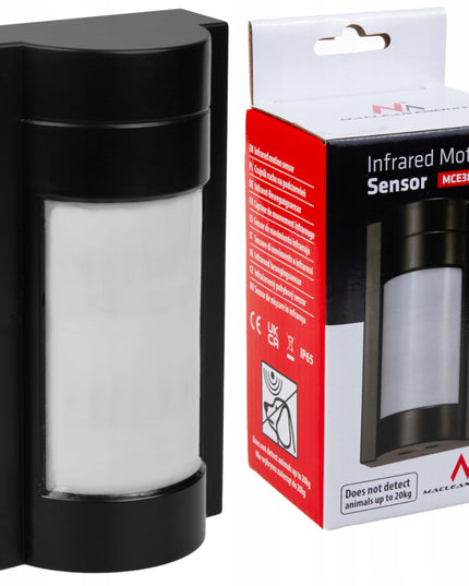 PIR judesio ir prieblandos jutiklis lauko IP65, neaptinka gyvūnų iki 20 kg