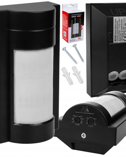 PIR judesio ir prieblandos jutiklis lauko IP65, neaptinka gyvūnų iki 20 kg