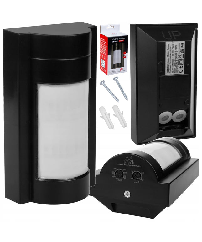 PIR judesio ir prieblandos jutiklis lauko IP65, neaptinka gyvūnų iki 20 kg