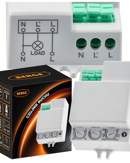 Mikrobangų LED judesių jutiklis 1200W HF Reguliuojamas Lengvas montavimas