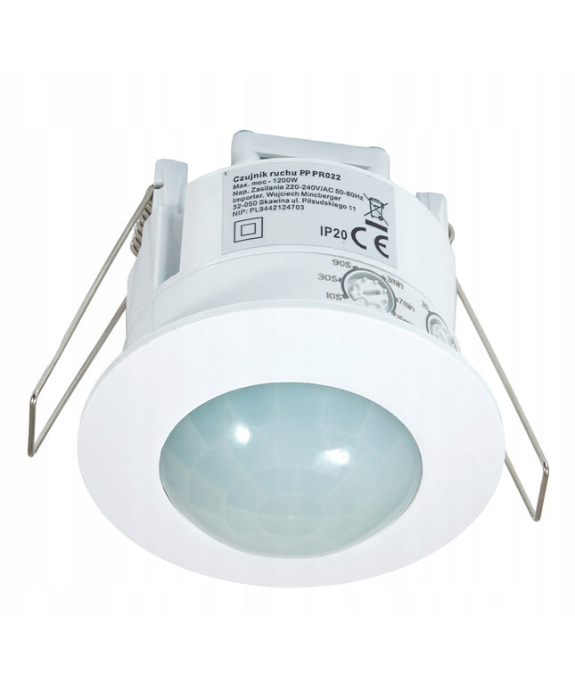 LED lubinis įleidžiamas infraraudonųjų spindulių judesio jutiklis 1200W 230V reguliuojamas