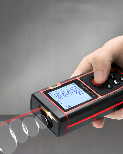 Lazerinis atstumo matuoklis skaitmeninis kampainis (inclinometras) matuoklis, gulsčiukas, atmintis 40m