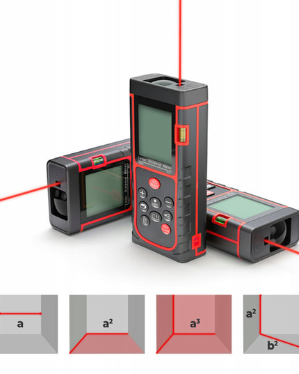 Lazerinis atstumo matuoklis skaitmeninis kampainis (inclinometras) matuoklis, gulsčiukas, atmintis 40m