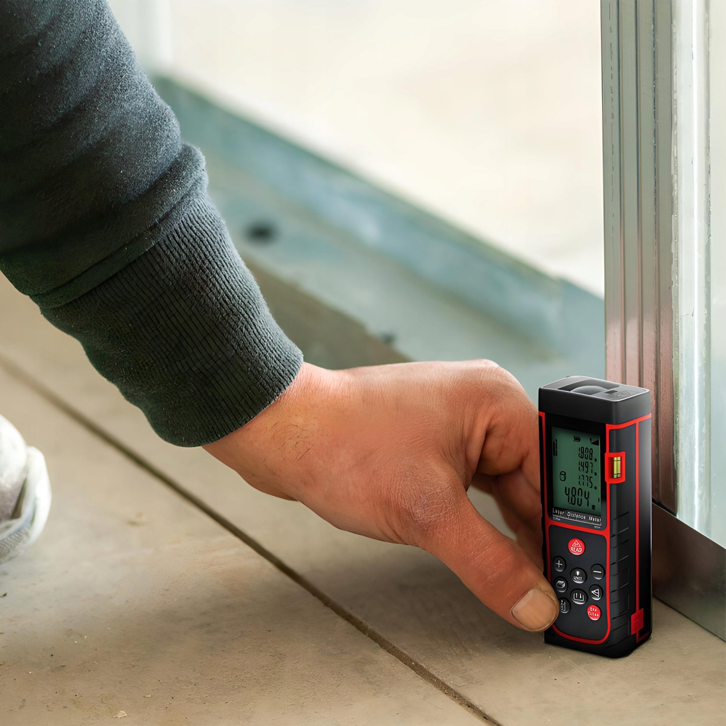 Lazerinis atstumo matuoklis skaitmeninis kampainis (inclinometras) matuoklis, gulsčiukas, atmintis 40m