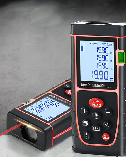 Lazerinis atstumo matuoklis skaitmeninis kampainis (inclinometras) matuoklis, gulsčiukas, atmintis 40m