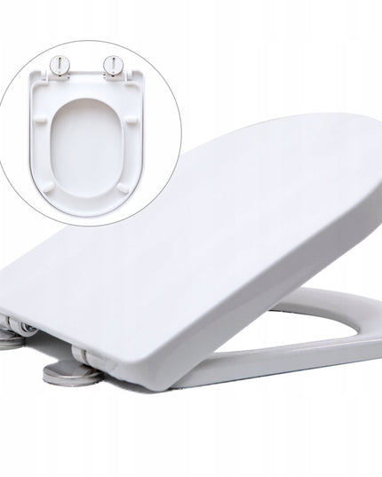 Balta, švelniai nusileidžianti, atsegama tualeto sėdynė ir dangtis, skirta CERSANIT, KOŁO, ROCA