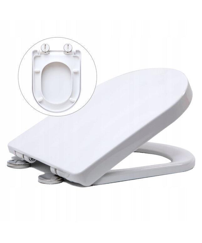 Balta, švelniai nusileidžianti, atsegama tualeto sėdynė ir dangtis, skirta CERSANIT, KOŁO, ROCA