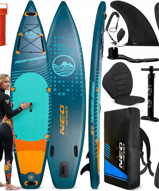 SUP lenta Neo-sport Reefbreak 350x81x15 cm, pilnas irklavimo rinkinys