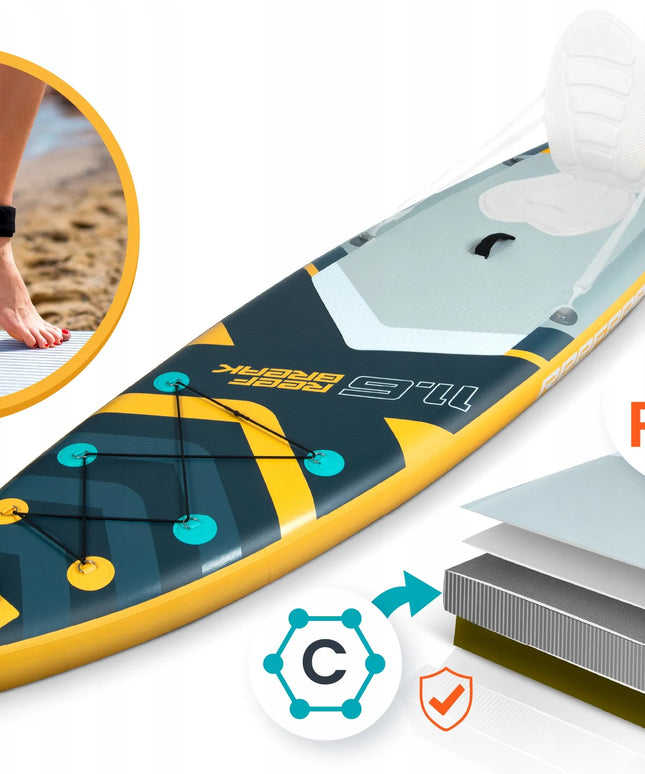 SUP lenta, irklentė Neo-sport Reefbreak 350 x 81 x 15 cm, visas komplektas plaukiojimui