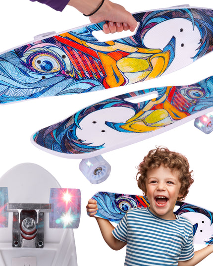 RIEDLENTĖ FISZKA VAIKAMS SU RANKENA DENYJE ŠVIEČIANTYS LED RATUKAI TVIRTA