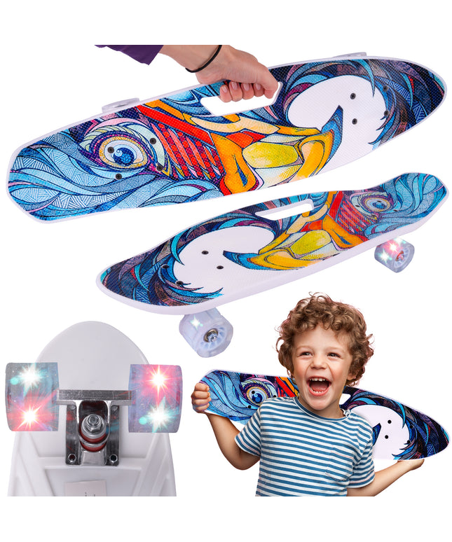 RIEDLENTĖ FISZKA VAIKAMS SU RANKENA DENYJE ŠVIEČIANTYS LED RATUKAI TVIRTA