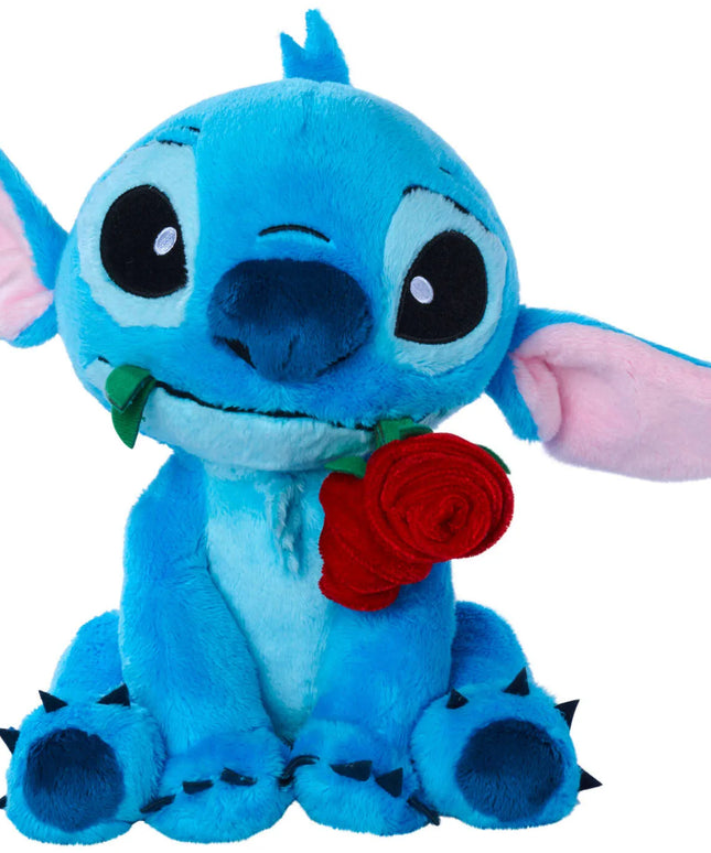 „Disney Lilo ir Stitch“ pliušinis žaislas Stitchas su rože burnoje, 25 cm
