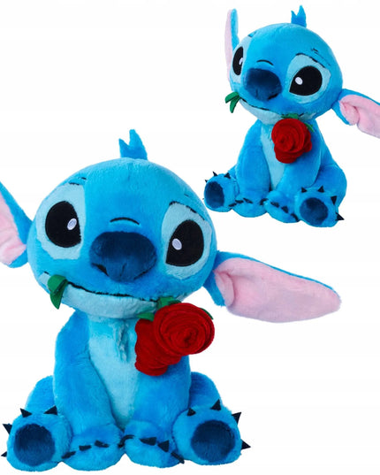 „Disney Lilo ir Stitch“ pliušinis žaislas Stitchas su rože burnoje, 25 cm