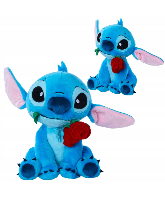 „Disney Lilo ir Stitch“ pliušinis žaislas Stitchas su rože burnoje, 25 cm