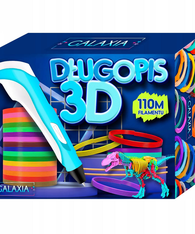 GALAXIA 3D pieštukas vaikams, 3D spausdintuvas su šablonais ir 110 m PLA gijomis