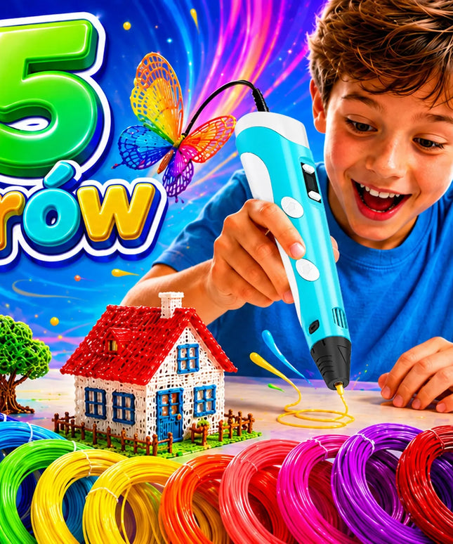 BLOW 3D rašiklio rinkinys vaikams su stovu, įkrovikliu ir 115 m kaitinimo siūlelių
