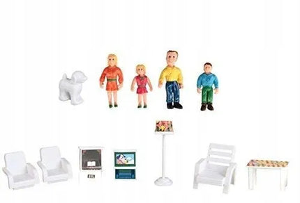 HollaKids lėlių namelis su 6 kambariais, terasa, baldais ir figūrėlėmis, 136 dalių