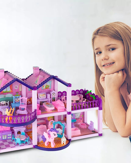 Lėlių namas su poniukais MalPlay Villa, rožinis