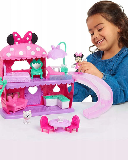 Just Play Minnie Mouse dviejų aukštų namelis su čiuožykla, figūrėlėmis ir aksesuarais + dovana