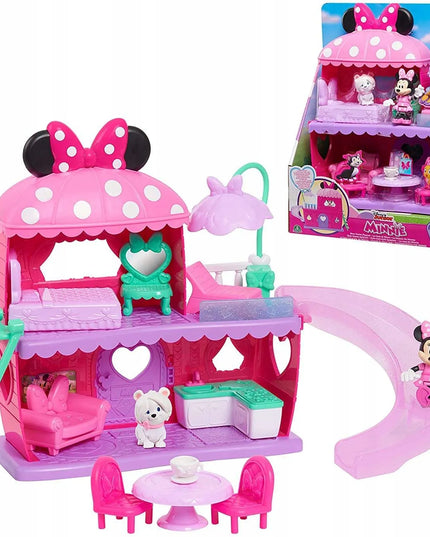 Just Play Minnie Mouse dviejų aukštų namelis su čiuožykla, figūrėlėmis ir aksesuarais + dovana